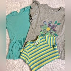 NWT Kidpik Bundle, Girls L (12), Teal ribbed top, Babydoll tee, Flower sequin